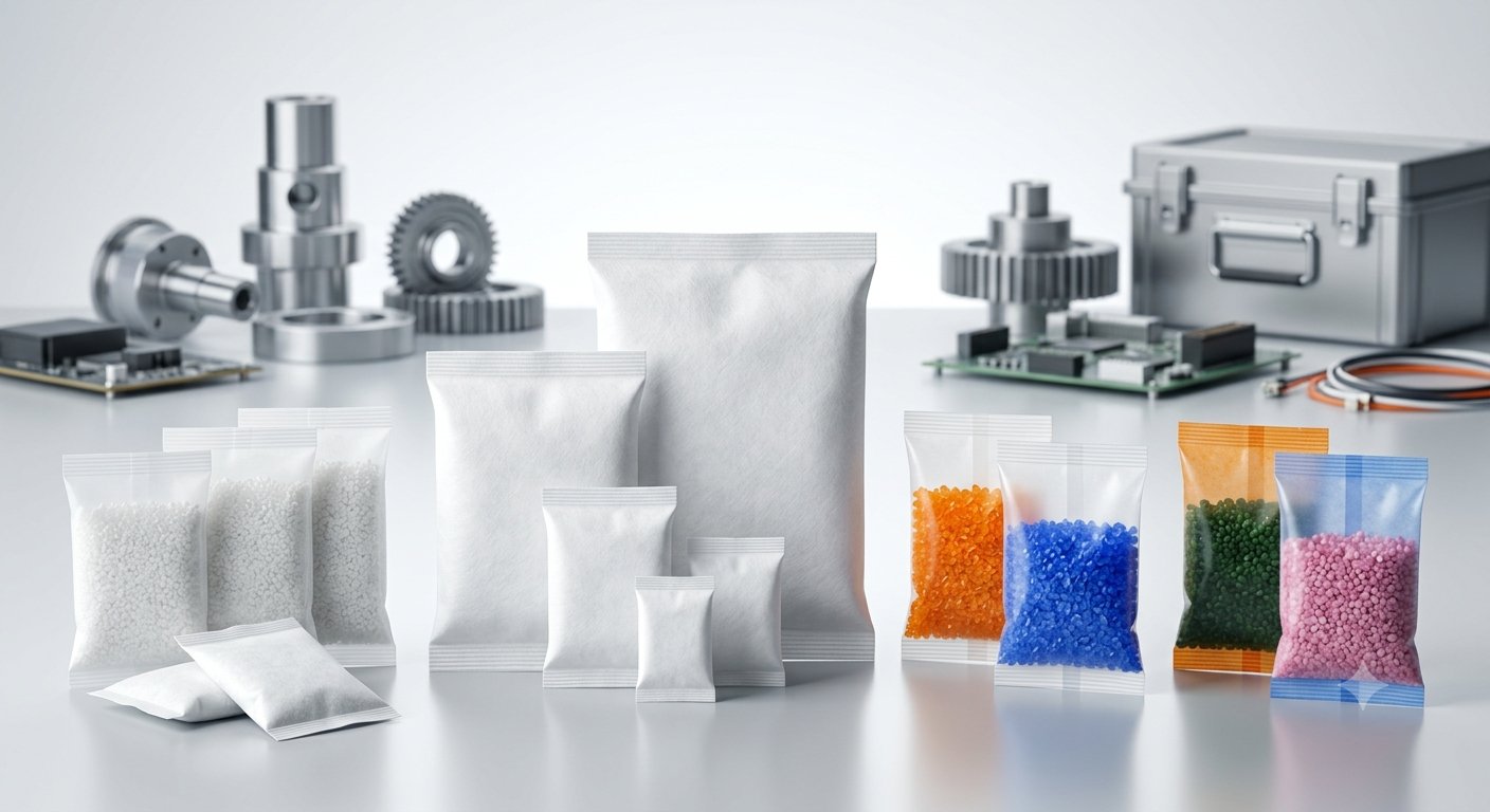 Silica Gel Packets with industrial parts